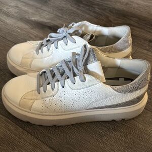 Women's White and Silver Sneakers